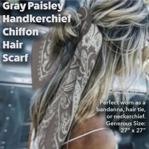 Chiffon Hair Scarf ~ Gray Paisley